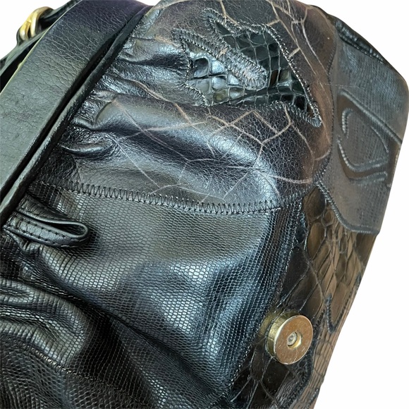 Vtg Sharif Reptile Leather Convertible Doctor Bag - Picture 11 of 12